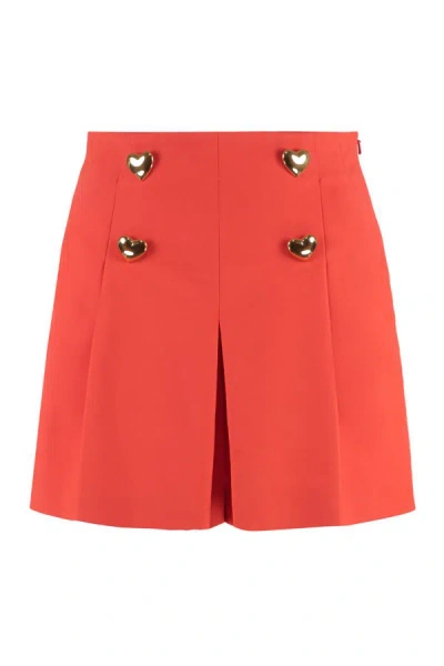 Shop Moschino Satin Shorts In Red