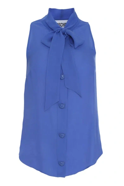 Shop Moschino Silk Blouse In Blue