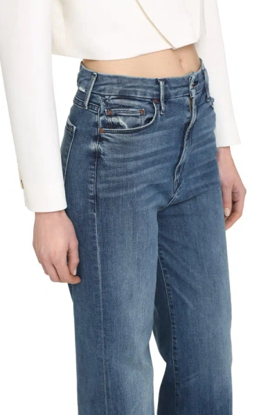 Shop Mother Roller Skimp Wide-leg Jeans In Denim