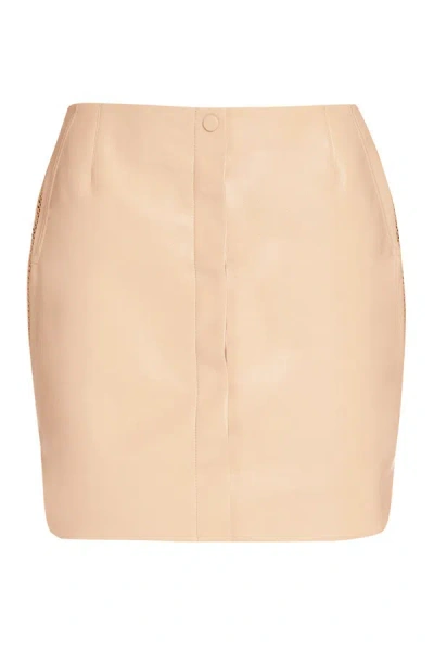 Shop Nanushka Lynn Leather Mini Skirt In Skin