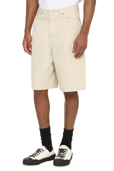 Shop Off-white Cotton Bermuda Shorts In Beige