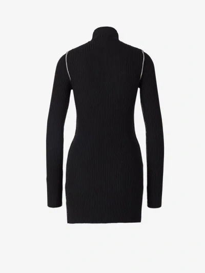 Shop Off-white Wool Knitted Dress In Black And White