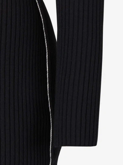 Shop Off-white Wool Knitted Dress In Black And White