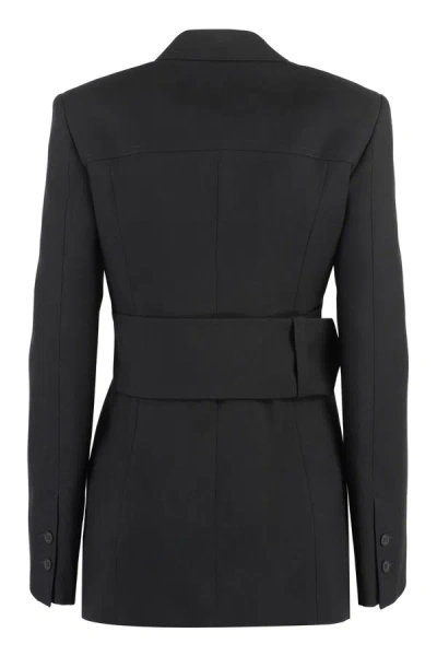 Shop Off-white Wool Single-breasted Blazer In Black