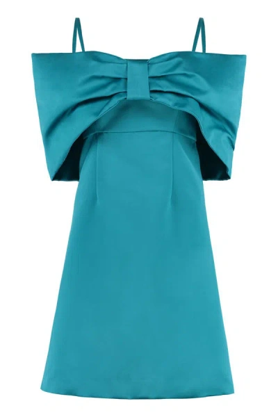 Shop P.a.r.o.s.h . Bow Detail Dress In Turquoise
