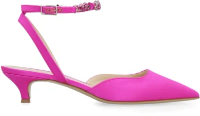 Shop P.a.r.o.s.h . Embellished Satin Slingback Pumps In Fuchsia
