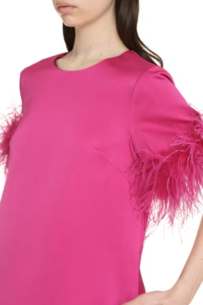 Shop P.a.r.o.s.h . Feather Dress In Fuchsia