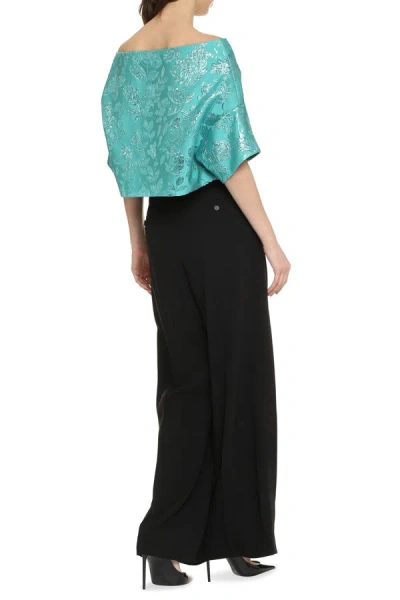 Shop P.a.r.o.s.h . Floral Jacquard Fabric Blouse In Green