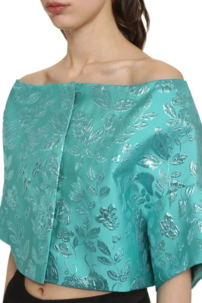 Shop P.a.r.o.s.h . Floral Jacquard Fabric Blouse In Green
