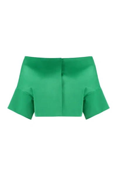 Shop P.a.r.o.s.h . Off-shoulder Bolero Jacket In Green