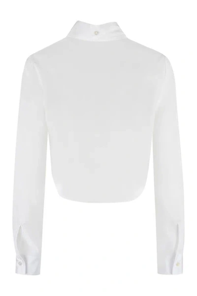 Shop P.a.r.o.s.h . Palmer Lace-up Collar Crêpe Blouse In White