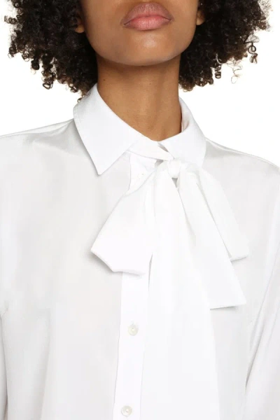 Shop P.a.r.o.s.h . Palmer Lace-up Collar Crêpe Blouse In White
