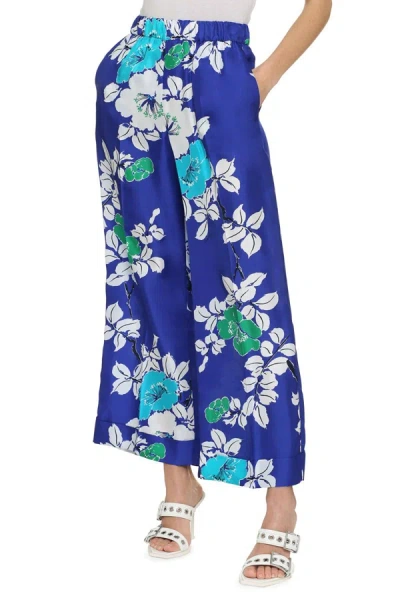 Shop P.a.r.o.s.h . Silk Floral Printed Flowers In Blue