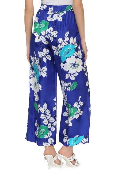 Shop P.a.r.o.s.h . Silk Floral Printed Flowers In Blue