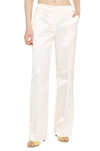 Shop P.a.r.o.s.h . Viscose And Silk Trousers In Ivory