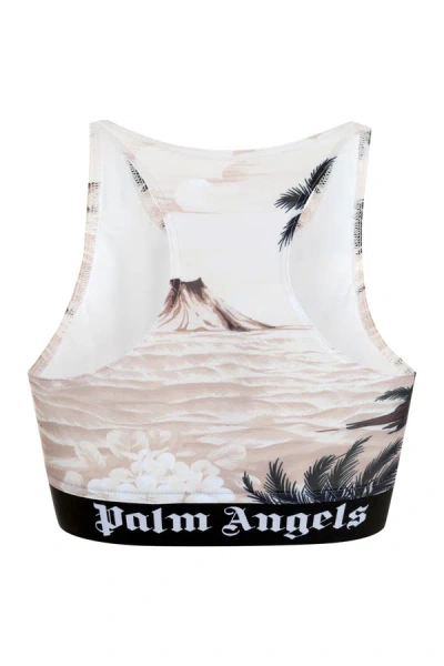 Shop Palm Angels Crop-top With Logo In Beige