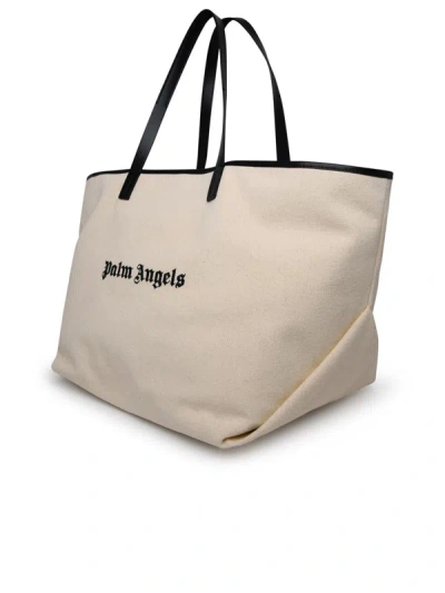 Shop Palm Angels Ivory Cotton Tote Bag In Avorio