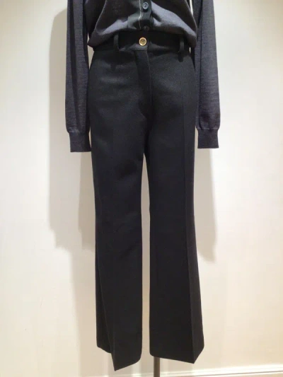 Shop Patou Wool Flared Trousers In Black