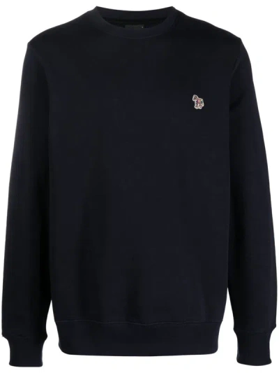 Shop Paul Smith Zebra-patch Organic Cotton Sweatshirt In Very Dark Navy