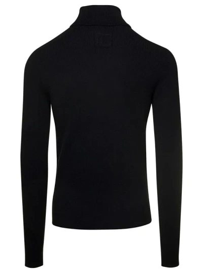 Shop Balmain Pb Wool Turtleneck Sweater In Black