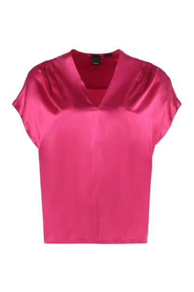 Shop Pinko Breve Silk Blouse In Fuchsia