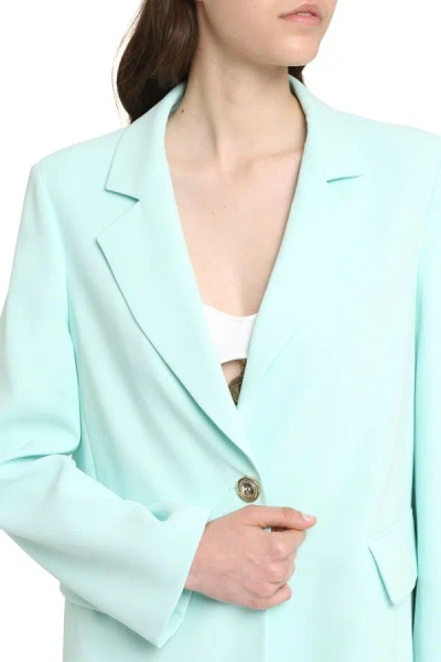Shop Pinko Signum Single-breasted Viscose Blazer In Green