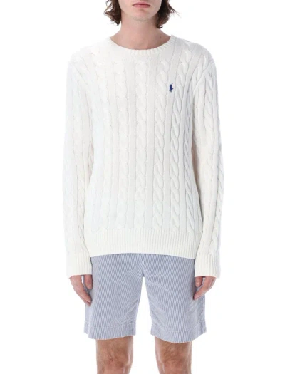 Shop Polo Ralph Lauren Cable Knit Sweater In White