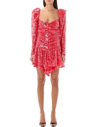 Shop Rotate Birger Christensen Rotate Mini Dress Lace Sequin In Poppy Red