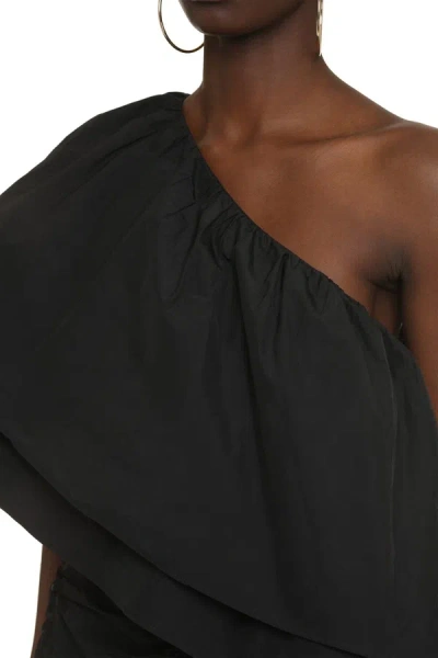 Shop Rotate Birger Christensen Rotate Ruffled One-shoulder Dress In Black