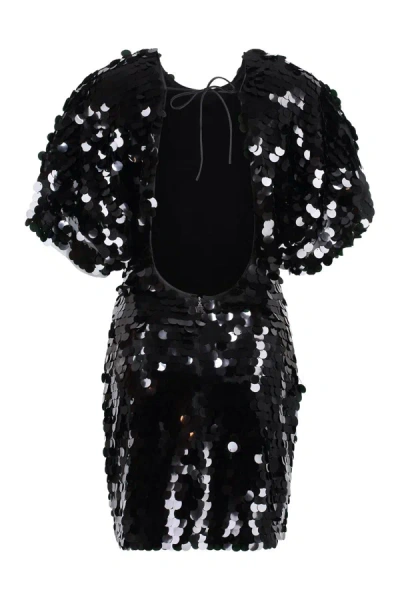 Shop Rotate Birger Christensen Rotate Sequin Mini-dress In Black
