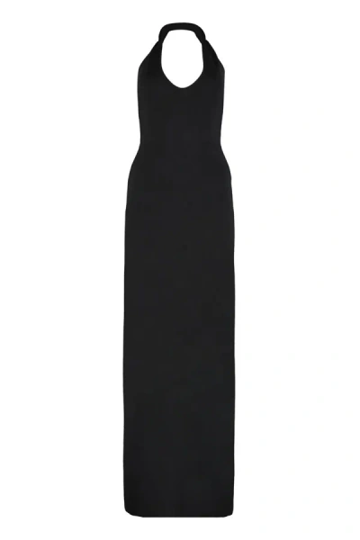 Shop Saint Laurent Knitted Long Dress In Black