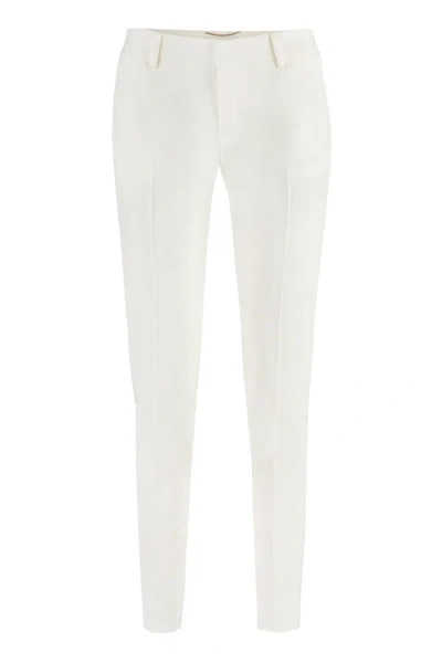 Shop Saint Laurent Stretch Wool Trousers In Panna