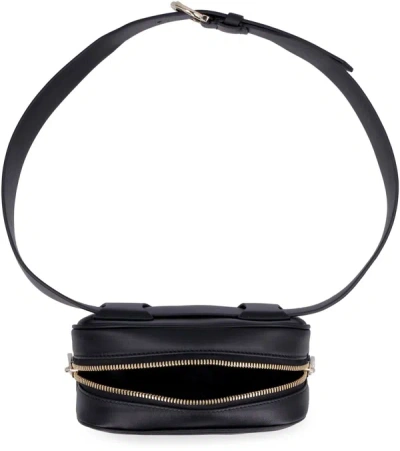Shop Ferragamo Salvatore  Vela Leather Belt Bag With Maxi Logo In Black