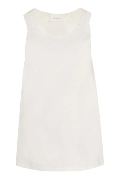 Shop Sportmax Supreme Top In Cotton And Linen In White