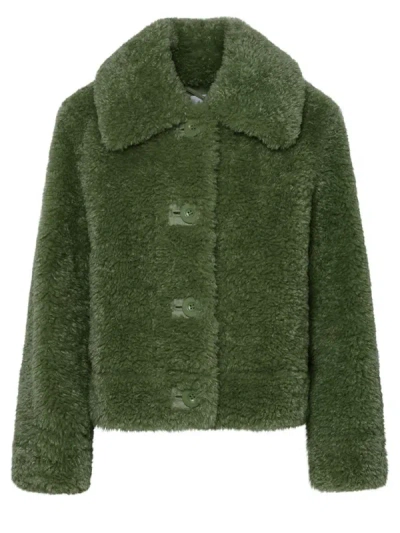 Shop Stand Studio 'melina' Green Faux Fur Jacket