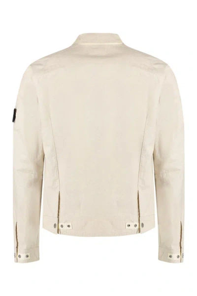 Shop Stone Island Shadow Project Trucker Cotton Overshirt In Ivory