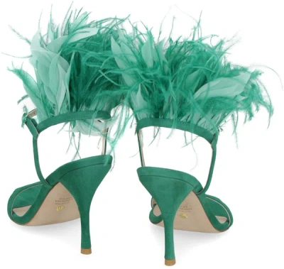 Shop Stuart Weitzman Plume Suede Sandals In Green