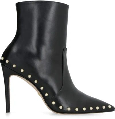 Shop Stuart Weitzman Stuart Leather Pointy-toe Ankle Boots In Black