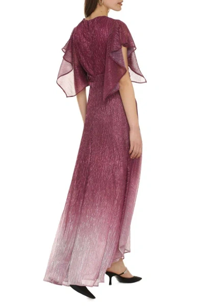 Shop Talbot Runhof Lurex Draped Dress In Red-purple Or Grape