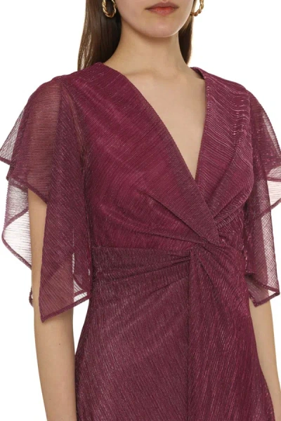 Shop Talbot Runhof Lurex Draped Dress In Red-purple Or Grape