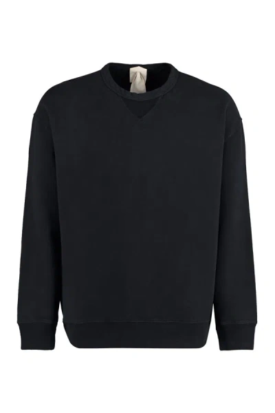 Shop Ten C Cotton Crew-neck Sweatshirt In Black