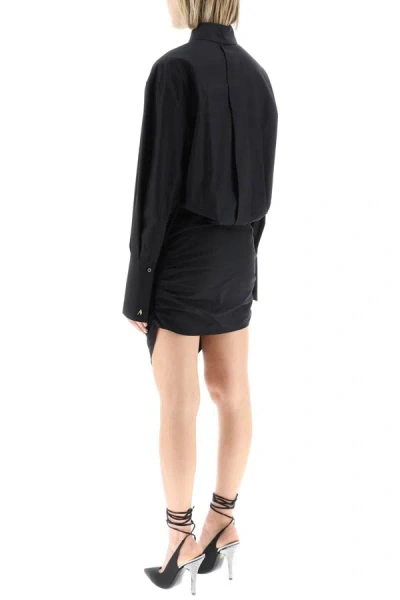 Shop Attico The  'hatty' Mini Shirt Dress In Black