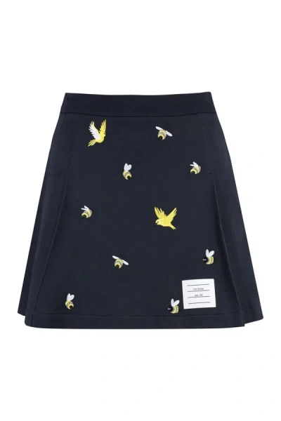 Shop Thom Browne Cotton Mini-skirt In Blue