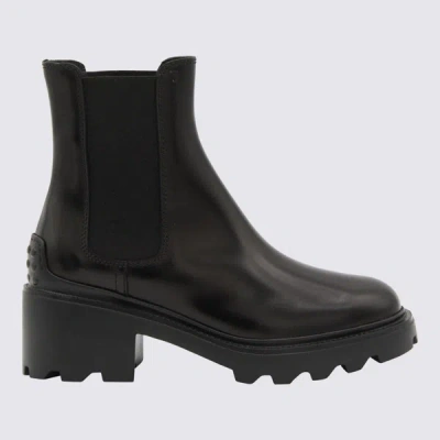 Shop Tod's Black Leather Ankle Boots