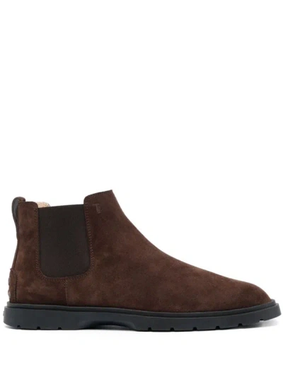 Shop Tod's Chelsea Suede Ankle Boots In Brown