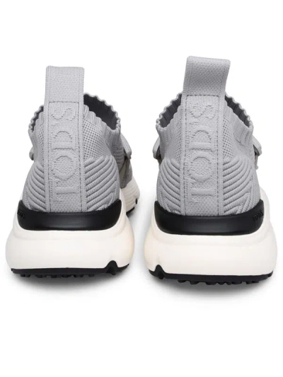 Shop Tod's Gray Fabric Sneakers In Grey