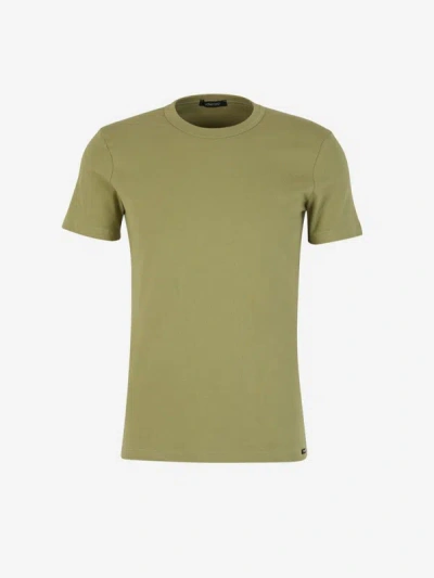 Shop Tom Ford Plain Cotton T-shirt In Round Neck