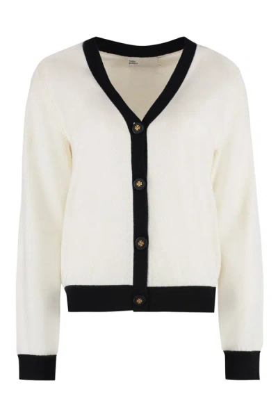 Shop Tory Burch Cashmere Cardigan In Ivory