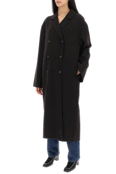 Shop Totême Toteme Oversized Double-breasted Wool Coat In Brown