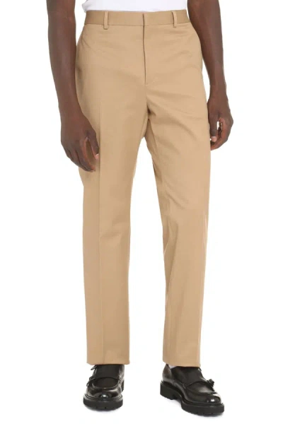 Shop Valentino Stretch Cotton Chino Trousers In Beige